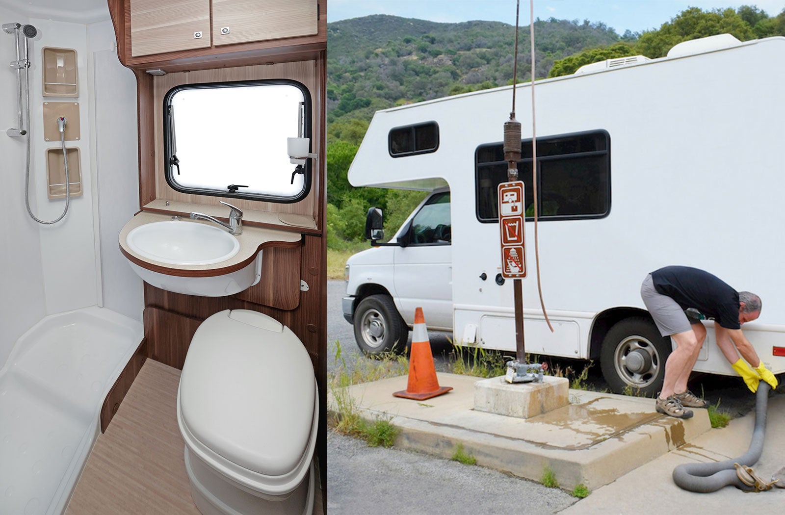 Portable RV/camper toilet and holding tank setup in Noblesville, Indiana