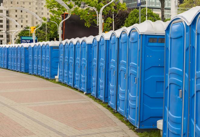 Seasonal porta potty units set up at a Noblesville, Indiana venue