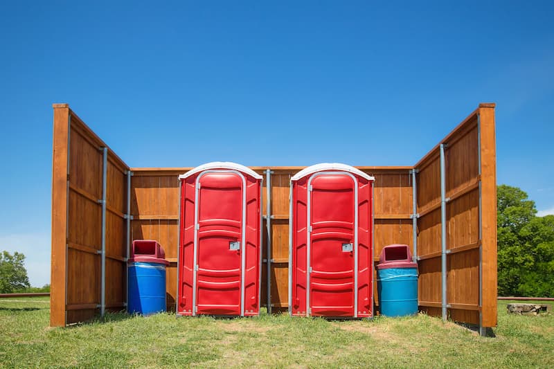 Short-term porta potty units staged for delivery in Noblesville, Indiana
